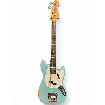 Used Fender Justin Meldal-Johnsen Road Worn Mustang Daphne Blue Electric Bass Guitar
