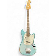 Used Fender Justin Meldal-Johnsen Road Worn Mustang Faded Daphne Blue Electric Bass Guitar