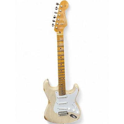 Used Fender LTD FAT 54 SRAT REL/CC Aged White Blonde Solid Body Electric Guitar