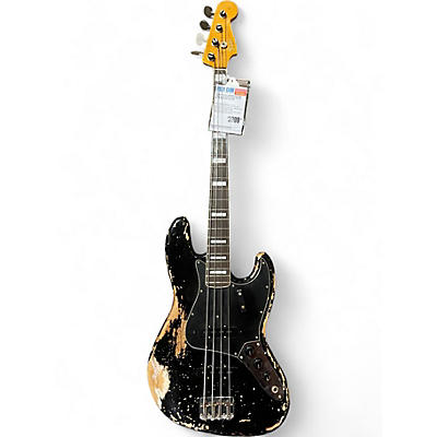 Used Fender Limited Custom Jazz Bass Heavy Relic Black Electric Bass Guitar