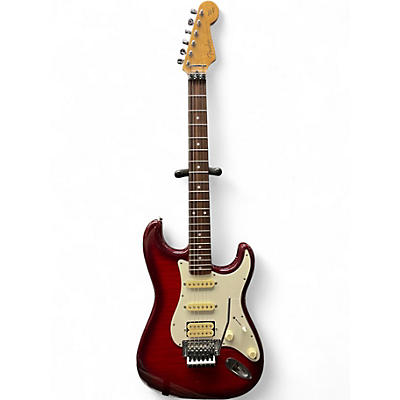 Used Fender MIJ Stratocaster Floyd Rose Squier Series Trans Red Burst Solid Body Electric Guitar