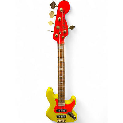 Used Fender MONO NEON 5 STRING JAZZ BASS FLOURESCENT YELLOW Electric Bass Guitar