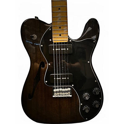 Used Fender Modern Player Telecaster Thinline Deluxe TRANSPARENT BLACK Hollow Body Electric Guitar