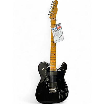 Used Fender Modern Player Telecaster Thinline Deluxe Trans Black Hollow Body Electric Guitar