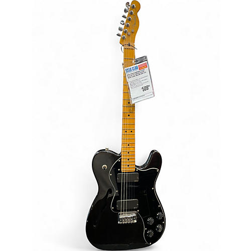 Used Fender Modern Player Telecaster Thinline Deluxe Trans Black Hollow Body Electric Guitar Trans Black