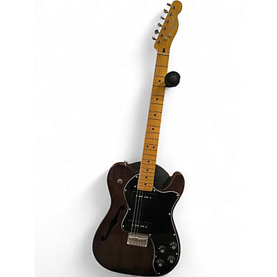 Used Fender Modern Player Telecaster Thinline Deluxe Trans Black Hollow Body Electric Guitar