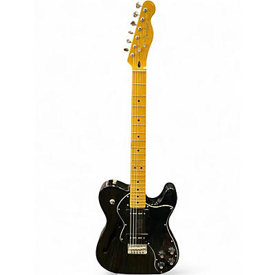 Used Fender Modern Player Telecaster Thinline Deluxe Trans Black Hollow Body Electric Guitar