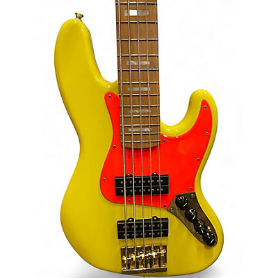 Used Fender MonoNeon Jazz Bass V Fluorescent Yellow Electric Bass Guitar