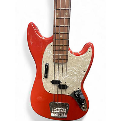 Used Fender Mustang Bass Fiesta Red Electric Bass Guitar