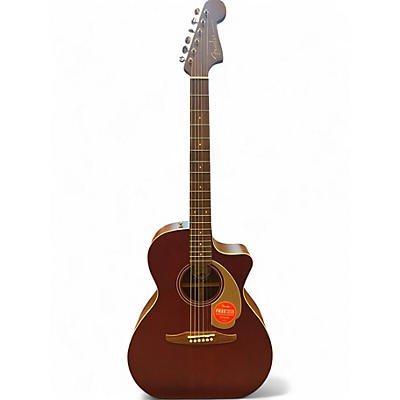 Used Fender Newporter Player Flat Red Acoustic Electric Guitar