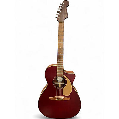 Used Fender Newporter Player Red Acoustic Electric Guitar