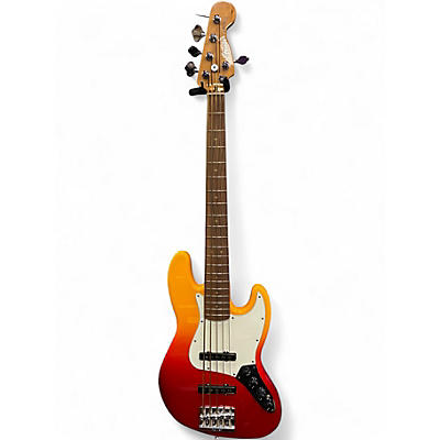 Used Fender Player Plus Jazz Bass V Red to yellow fade Electric Bass Guitar