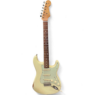Used Fender Road Worn 1960S Stratocaster Left Handed Olympic White Electric Guitar