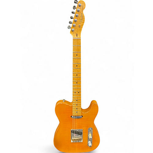 Used Fender Select Carved Maple Top Telecaster Amber Solid Body Electric Guitar Amber