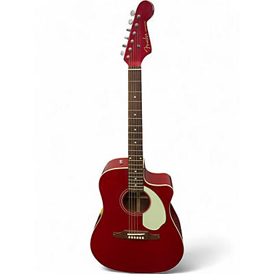 Used Fender Sonoran SCE Candy Apple Red Acoustic Electric Guitar