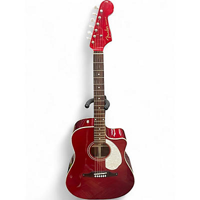 Used Fender Sonoran SCE Candy Apple Red Acoustic Electric Guitar