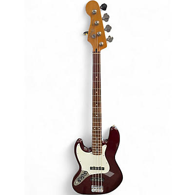 Used Fender Standard Jazz Bass Left Handed Chrome Red Electric Bass Guitar