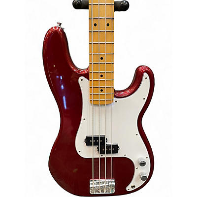 Used Fender Standard Precision Bass Chrome Red Electric Bass Guitar