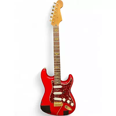 Used Fender Stratocaster Deluxe Trans Crimson Red Solid Body Electric Guitar
