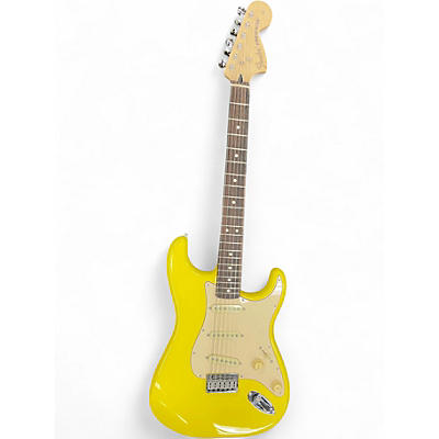 Used Fender Tom Delonge Signature Stratocaster Graffiti Yellow Solid Body Electric Guitar