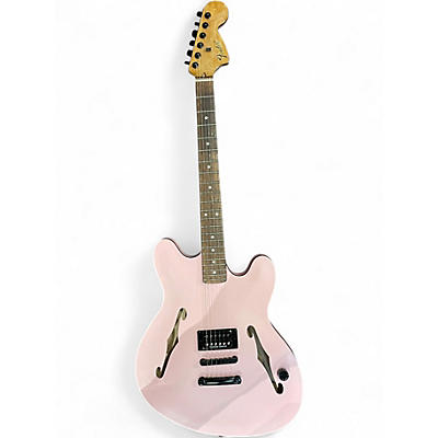 Used Fender Tom Delonge Starcaster Satin Shell Pink Hollow Body Electric Guitar