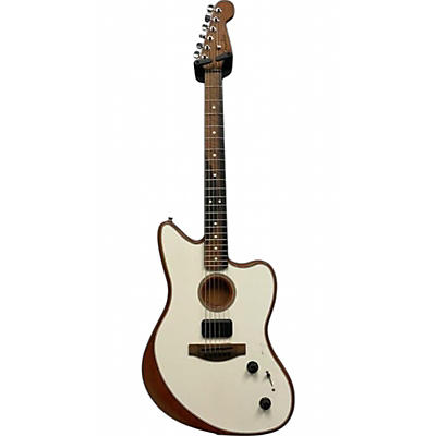 Used Fender acoustasonic Jazzmaster Alpine White Acoustic Guitar