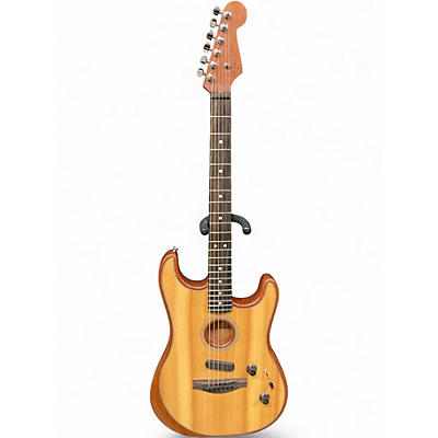 Used Fender american acoustisonic stratocaster Natural Acoustic Electric Guitar