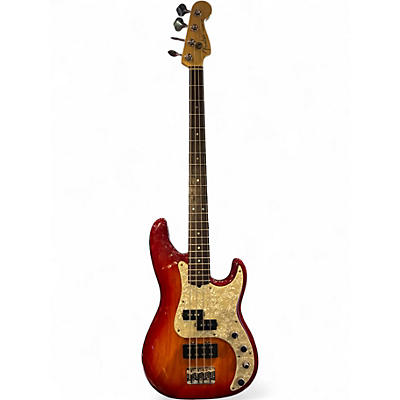 Used Fender american deluxe precision bass Candy Red Burst Electric Bass Guitar