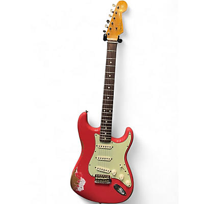 Used Fender custom shop 1961 stratocaster Heavy Relic Fiesta Red Solid Body Electric Guitar