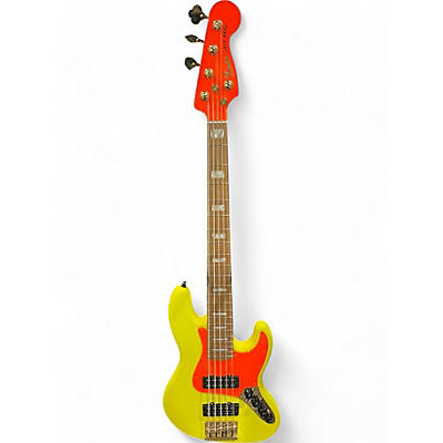 Used Fender mononeon jazz bass v Fluorescent Yellow Electric Bass Guitar