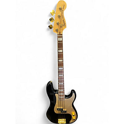 Used Fender squier 40th anniversary P bass Black Electric Bass Guitar