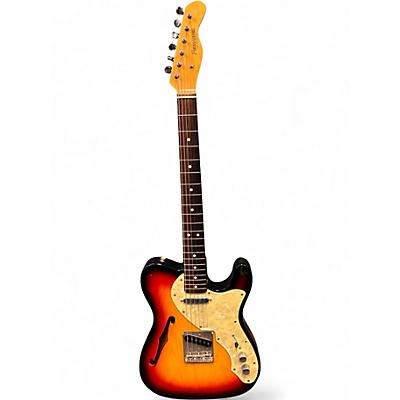 Used Fernandes TE-3 Thinline T-Style 3 Tone Sunburst Hollow Body Electric Guitar