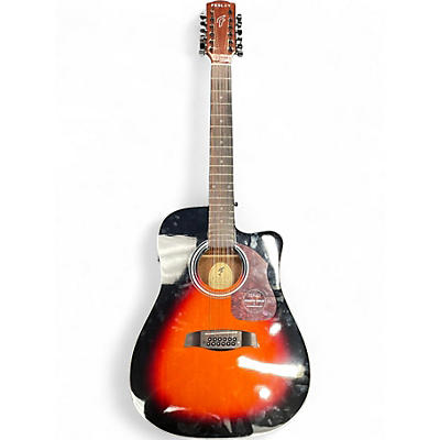 Used Fesley FDET280C 2 Color Violin Burst 12 String Acoustic Electric Guitar