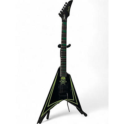 Used Firefly Classic Flying V ELectric Green and Black Solid Body Electric Guitar