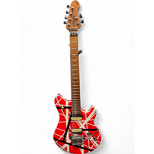 Firefly Used Firefly FFMN Elite Red with Black and White Stripes Solid Body Electric Guitar Red with Black and White Stripes