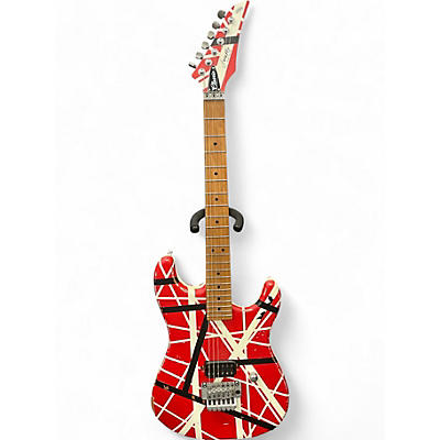 Used Firefly PURE SERIES FRANKENSTEIN Red with Black and White Stripes Solid Body Electric Guitar