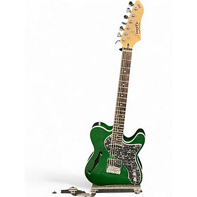 Used Firefly Pure Series FFTH Semi-Hollow Green Sparkle Solid Body Electric Guitar