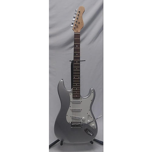 Used G BURTON STRATOCASTER Silver Solid Body Electric Guitar