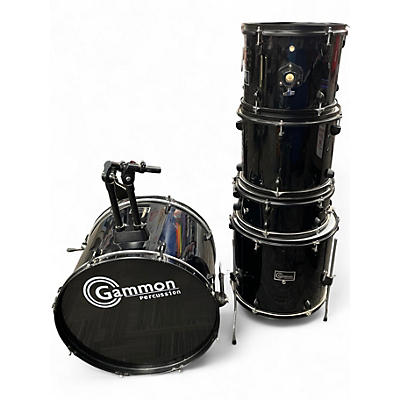Used Gammon Percussion 5 Piece STANDARD DRUM SET BLACK Drum Kit