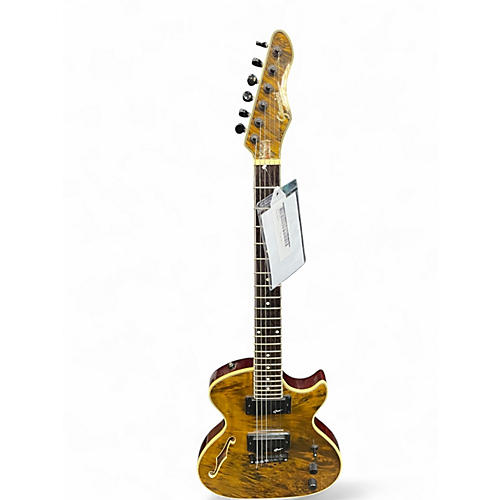 Used Giannini Single Cut Yellow Hollow Body Electric Guitar Yellow