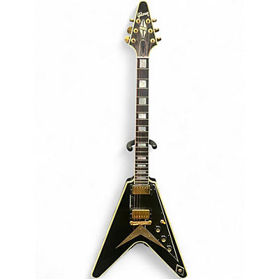 Used Gibson 2000s Flying V Custom Black and Gold Solid Body Electric Guitar