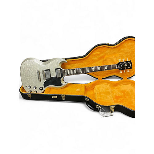 Used Gibson 61 Custom Made to Measure Les Paul SG Standard Silver Sparkle Solid Body Electric Guitar Silver Sparkle
