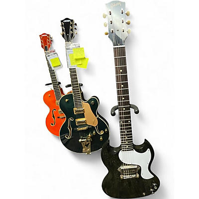 Used Gibson Custom Shop Dealer Select Murphy Lab Light Aged Silver Fox SG Junior Black and Silver Solid Body Electric Guitar