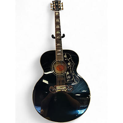 Used Gibson J200 Custom Black and Silver Acoustic Electric Guitar