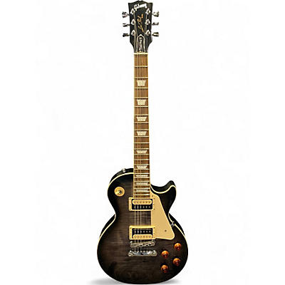 Used Gibson Les Paul Traditional Pro V Flame Top Trans Black Solid Body Electric Guitar