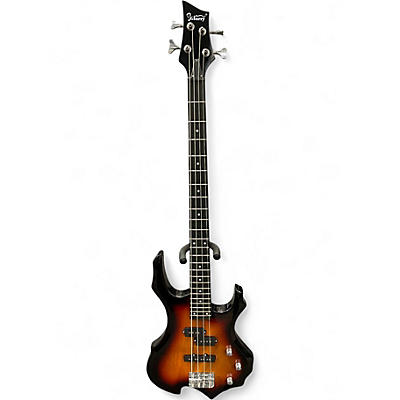 Used Glarry 4 STRING BURNING FIRE BASS Brown Sunburst Electric Bass Guitar