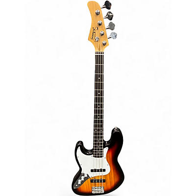 Used Glarry Double cutaway electric LH 3 Color Sunburst Electric Bass Guitar