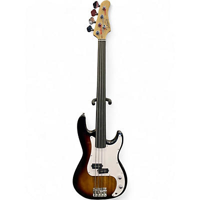 Used Glarry FRETLESS BASS 2 Color Sunburst Electric Bass Guitar