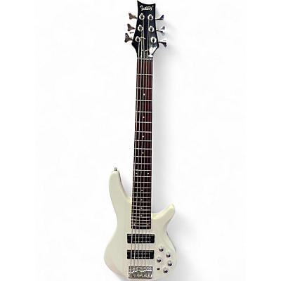 Used Glarry GIB Bass 6 String White Electric Bass Guitar