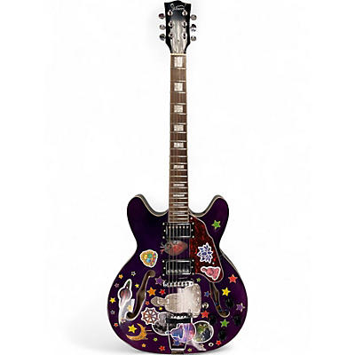 Used Glarry GIZ101 Purple Hollow Body Electric Guitar